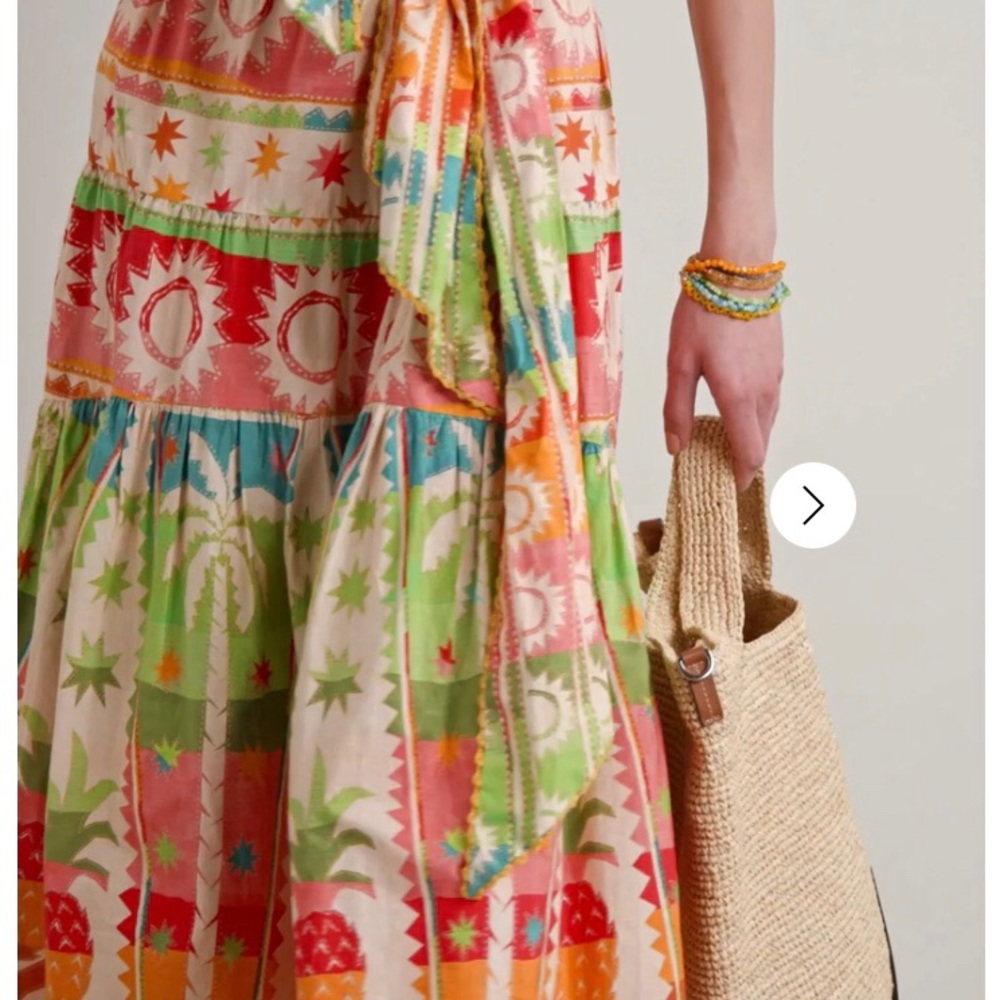 FARM Rio Multicolor Sun & Palm Maxi Dress - Cream, Pink, Green, Orange, Blue - Picture 4 of 8